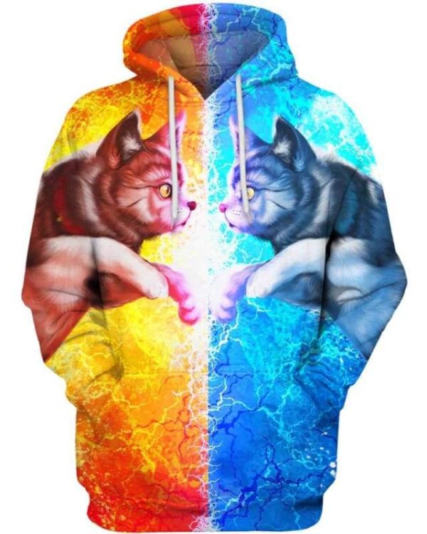 Cats Fire and Ice - All Over Apparel - Hoodie / S - www.secrettees.com
