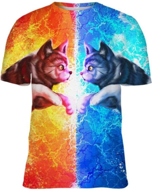 Cats Fire and Ice - All Over Apparel - Kid Tee / S - www.secrettees.com