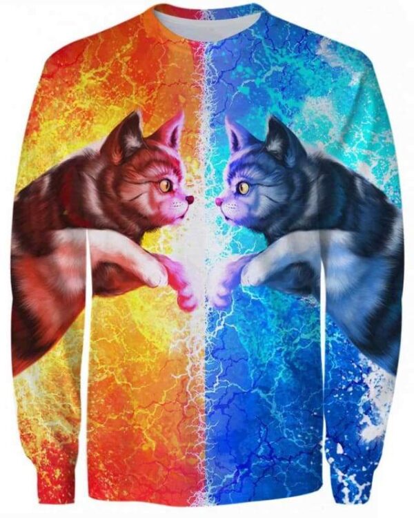 Cats Fire and Ice - All Over Apparel - Sweatshirt / S - www.secrettees.com