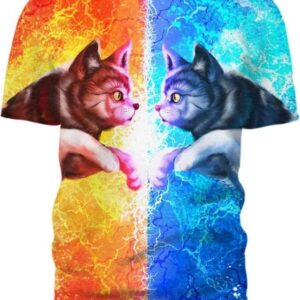 Cats Fire and Ice - All Over Apparel - T-Shirt / S - www.secrettees.com