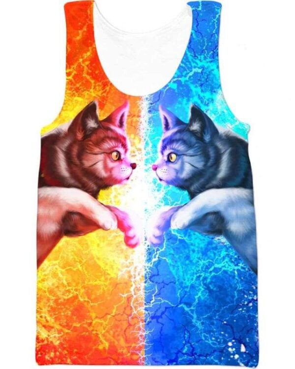 Cats Fire and Ice - All Over Apparel - Tank Top / S - www.secrettees.com