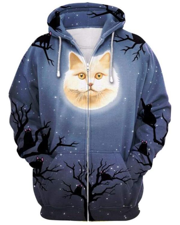 Cats Moon - All Over Apparel - Zip Hoodie / S - www.secrettees.com