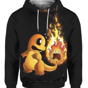 Charmander and Calcifer Tail - All Over Apparel - Hoodie / S - www.secrettees.com