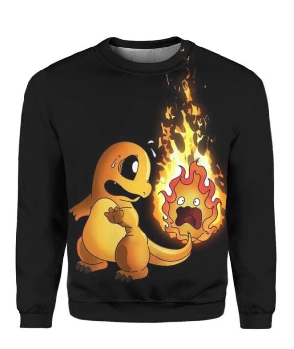 Charmander and Calcifer Tail - All Over Apparel - Sweatshirt / S - www.secrettees.com