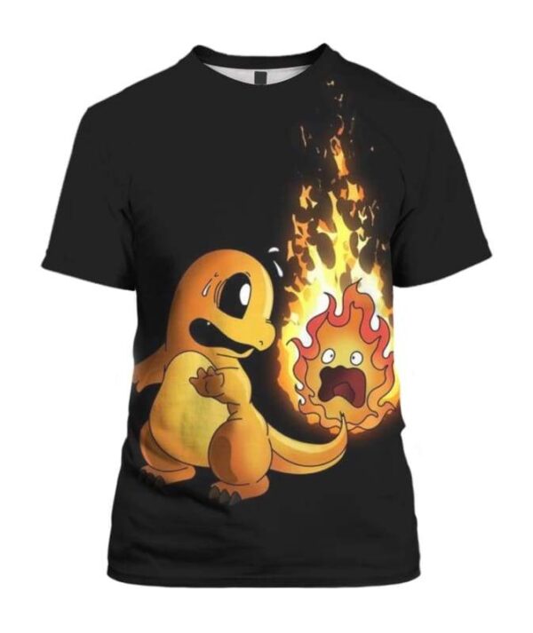 Charmander and Calcifer Tail - All Over Apparel - T-Shirt / S - www.secrettees.com
