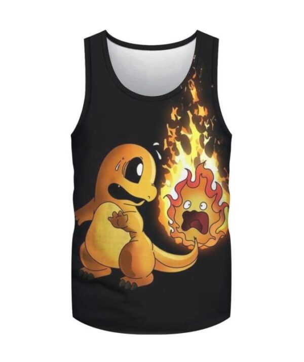 Charmander and Calcifer Tail - All Over Apparel - Tank Top / S - www.secrettees.com