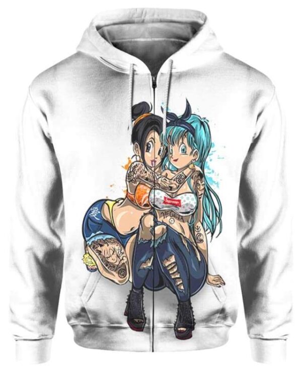 Chi Chi and Bulma - All Over Apparel - Zip Hoodie / S - www.secrettees.com