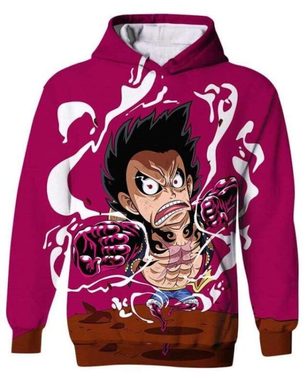 Chibi Luffy Gear - All Over Apparel - Kid Hoodie / S - www.secrettees.com