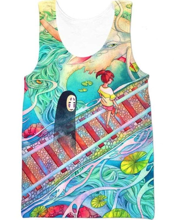 Chihiro on the Railway - All Over Apparel - Tank Top / S - www.secrettees.com
