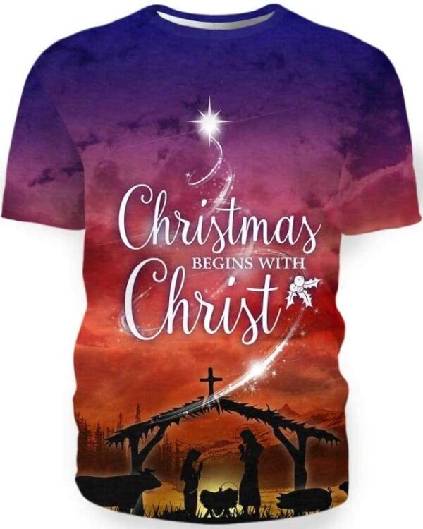 Christmas Begins With Christ - All Over Apparel - Kid Tee / S - www.secrettees.com