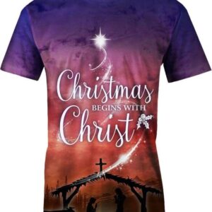 Christmas Begins With Christ - All Over Apparel - T-Shirt / S - www.secrettees.com