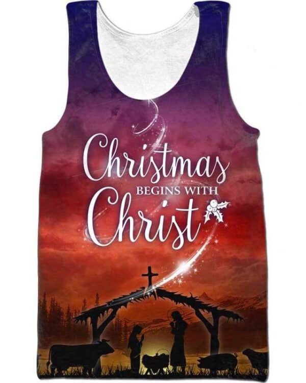 Christmas Begins With Christ - All Over Apparel - Tank Top / S - www.secrettees.com