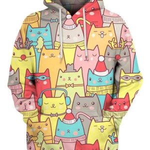 Christmas Cats Seamless Pattern - All Over Apparel - Hoodie / S - www.secrettees.com