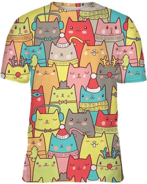 Christmas Cats Seamless Pattern - All Over Apparel - Kid Tee / S - www.secrettees.com