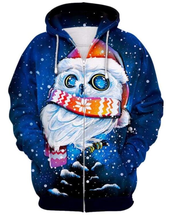 Christmas Owl - All Over Apparel - Zip Hoodie / S - www.secrettees.com