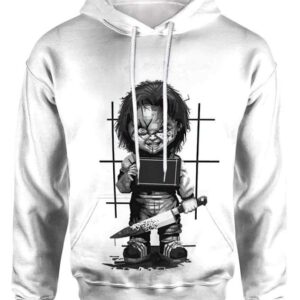 Chucky Grayscale Hoodie T-shirt - All Over Apparel - Hoodie / S - www.secrettees.com