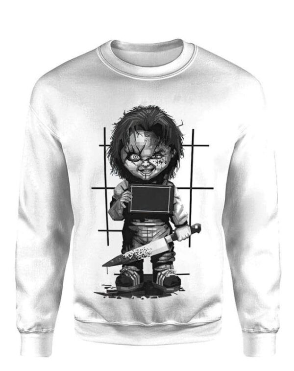 Chucky Grayscale Hoodie T-shirt - All Over Apparel - Sweatshirt / S - www.secrettees.com