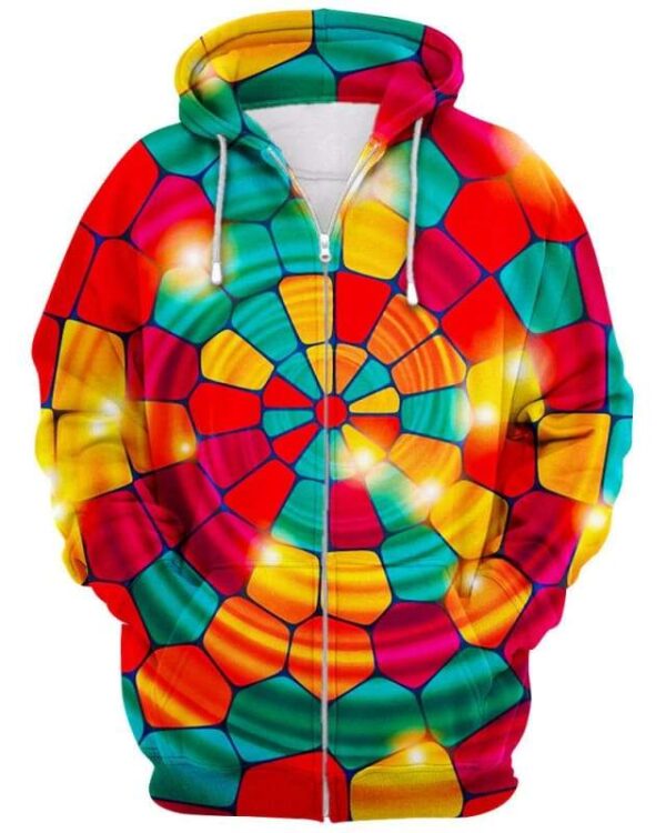 Colorful Circles of Lights - All Over Apparel - Zip Hoodie / S - www.secrettees.com