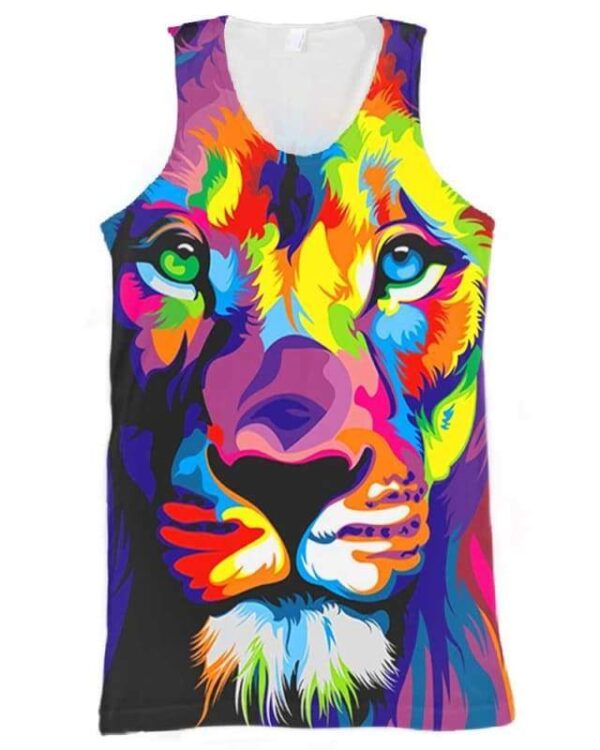 Colorful Lion Art 3D T-shirt - marvel - Tank Top / S - www.secrettees.com