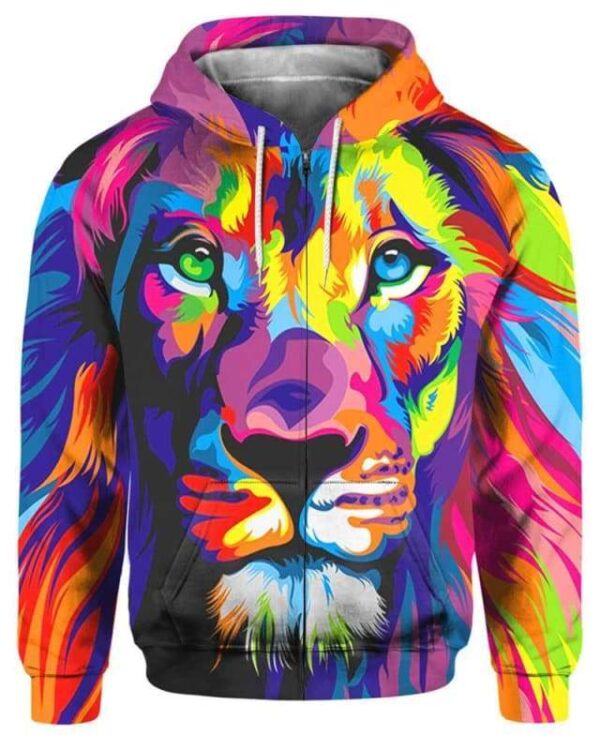 Colorful Lion Art 3D T-shirt - marvel - Zip Hoodie / S - www.secrettees.com
