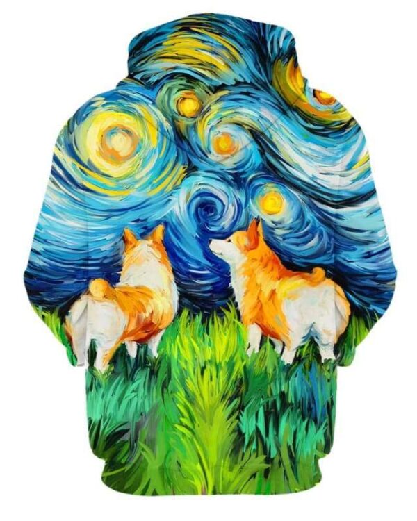 Corgi Art Starry Night - All Over Apparel - www.secrettees.com