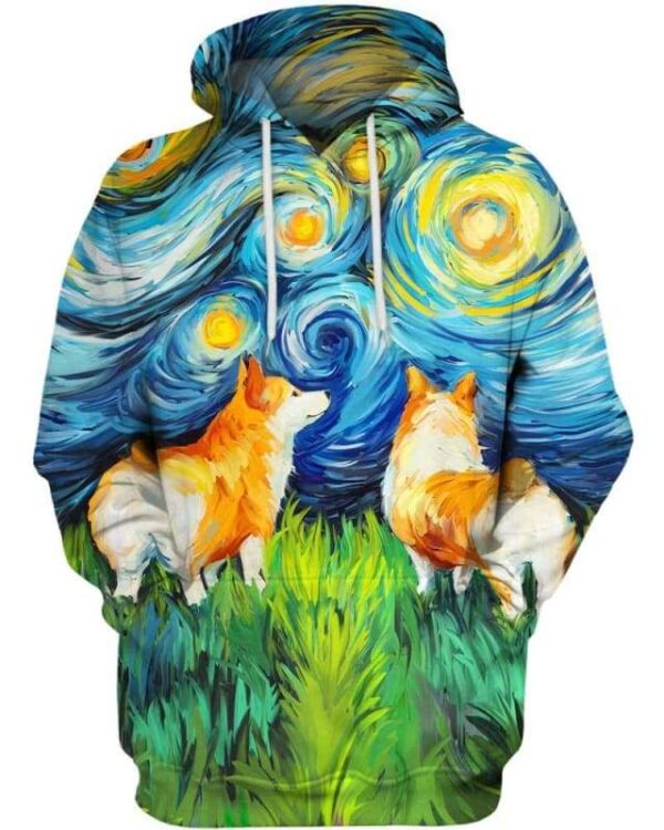 Corgi Art Starry Night - All Over Apparel - Hoodie / S - www.secrettees.com