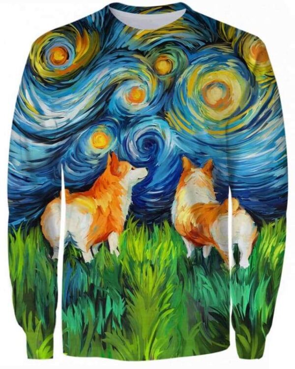 Corgi Art Starry Night - All Over Apparel - Sweatshirt / S - www.secrettees.com