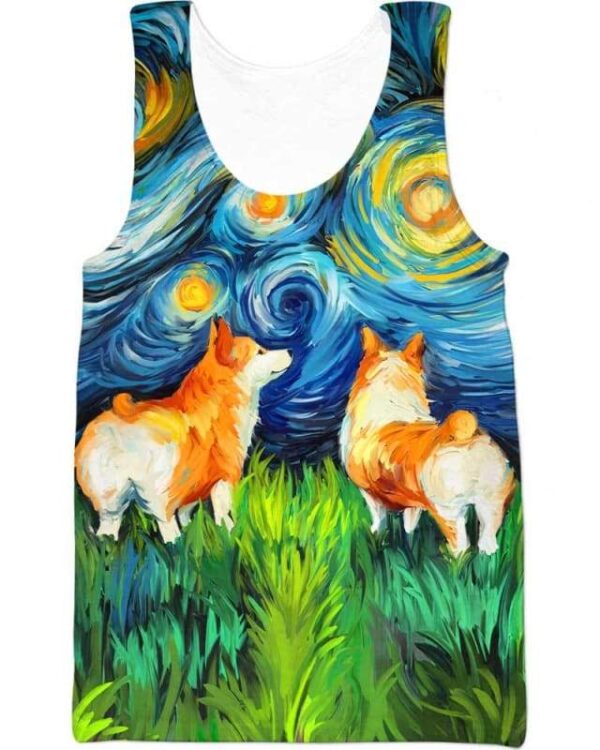 Corgi Art Starry Night - All Over Apparel - Tank Top / S - www.secrettees.com