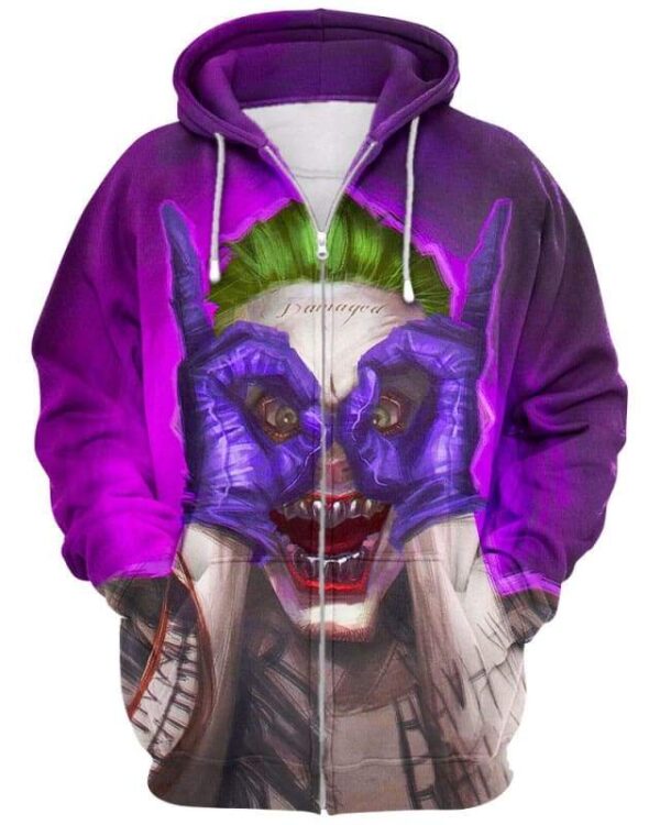 Crazy Joker Man - All Over Apparel - Zip Hoodie / S - www.secrettees.com