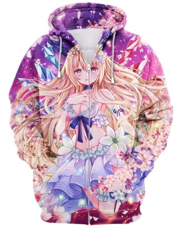 Crystal Girl - All Over Apparel - Zip Hoodie / S - www.secrettees.com