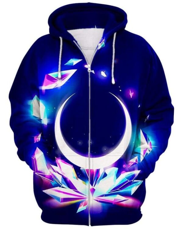 Crystal Moon - All Over Apparel - Zip Hoodie / S - www.secrettees.com