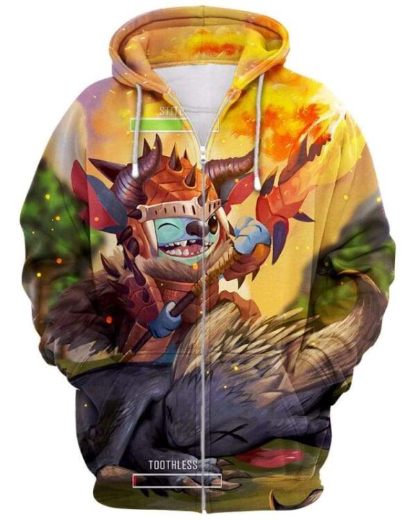 Cute Hunter Stitch Toothless - All Over Apparel - Zip Hoodie / S - www.secrettees.com