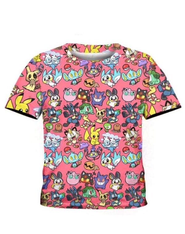 Cute Pattern Pokemon Hoodie T-shirt - All Over Apparel - Kid Tee / S - www.secrettees.com