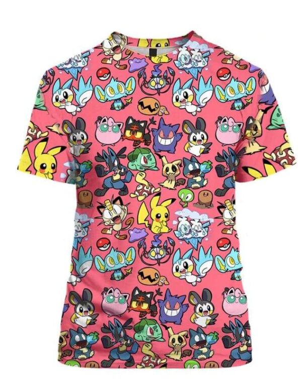 Cute Pattern Pokemon Hoodie T-shirt - All Over Apparel - T-Shirt / S - www.secrettees.com