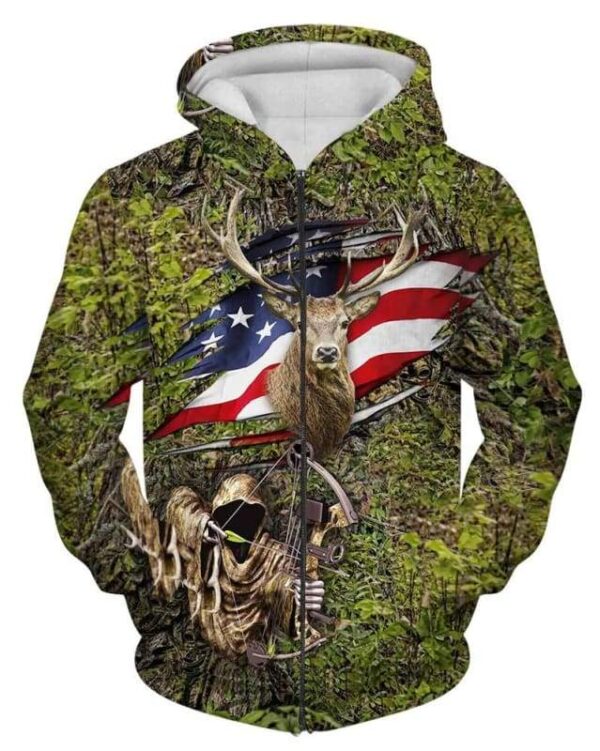 Deer Hunting - All Over Apparel - Zip Hoodie / S - www.secrettees.com