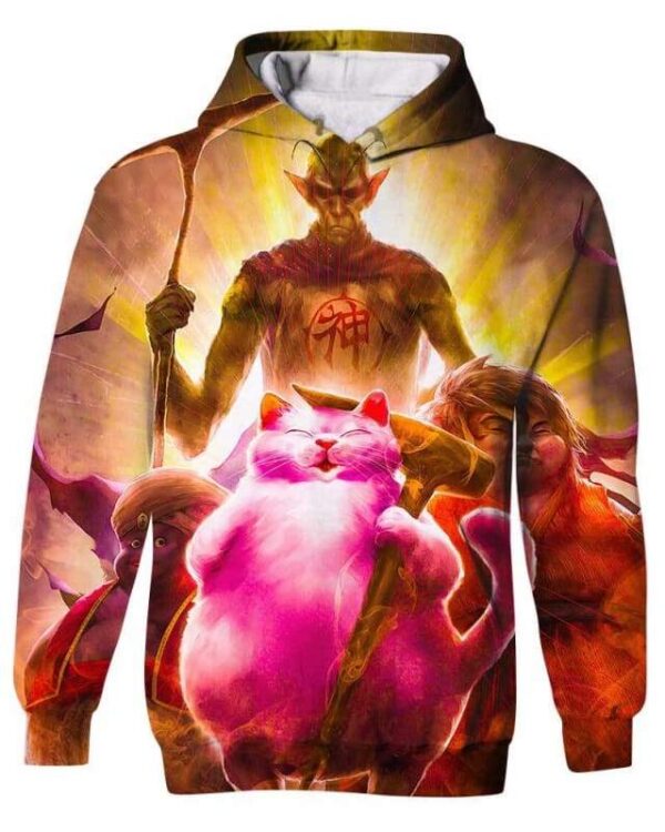 Demon And Cat - All Over Apparel - Kid Hoodie / S - www.secrettees.com