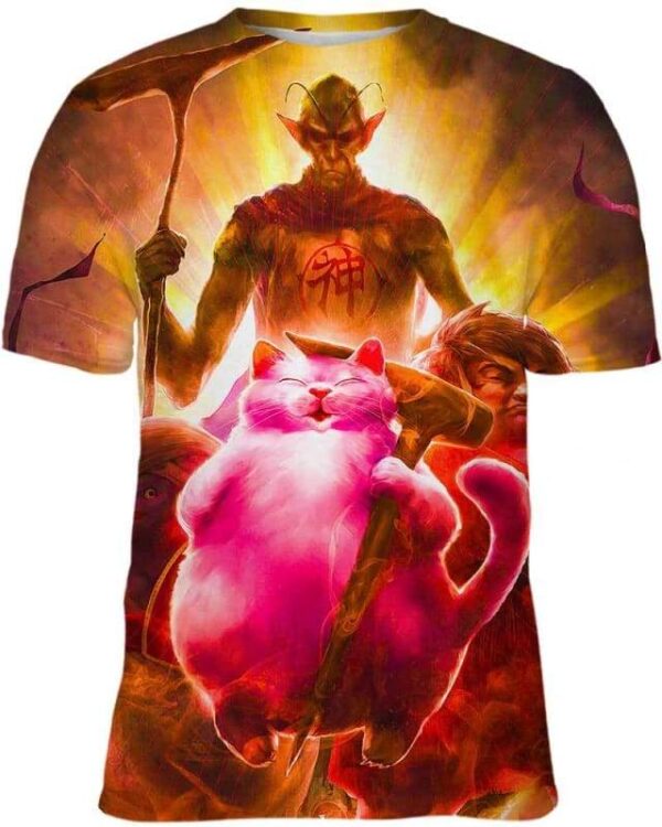 Demon And Cat - All Over Apparel - T-Shirt / S - www.secrettees.com