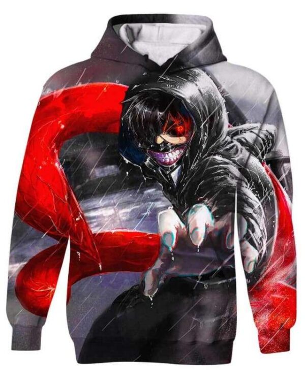 Devil Mask In The Rain - All Over Apparel - Kid Hoodie / S - www.secrettees.com