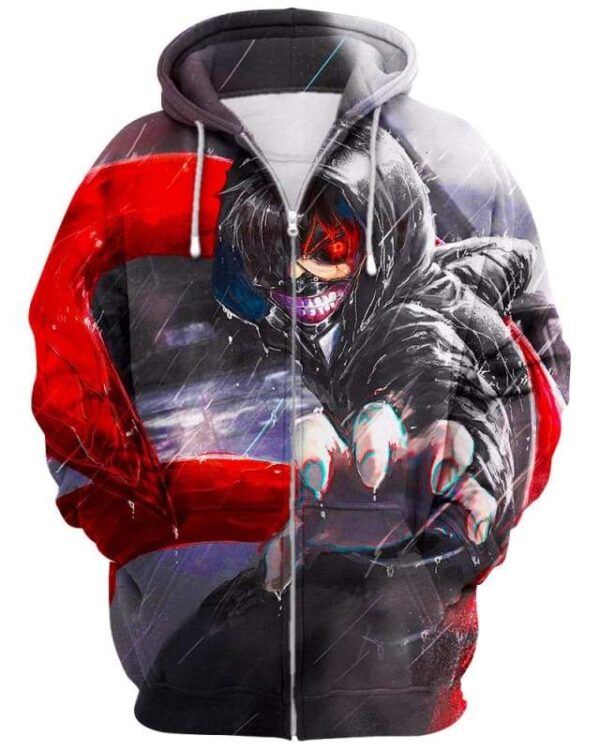 Devil Mask In The Rain - All Over Apparel - Zip Hoodie / S - www.secrettees.com