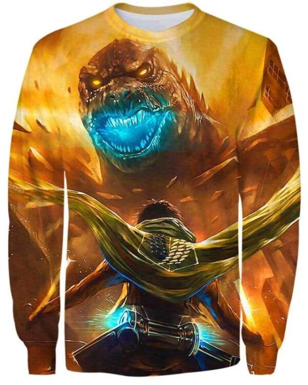 Dinosaur Attack - All Over Apparel - Sweatshirt / S - www.secrettees.com