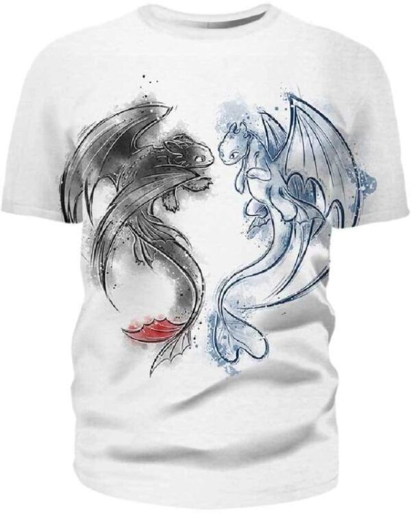 Dragons Calligraphy Draw - All Over Apparel - T-Shirt / S - www.secrettees.com