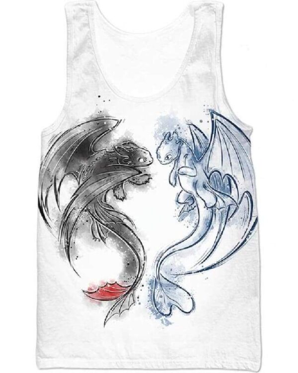 Dragons Calligraphy Draw - All Over Apparel - Tank Top / S - www.secrettees.com