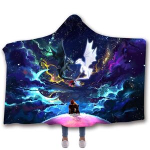 Dragons Colorful Night Love Story Hooded Blanket - Disney - Hooded Planket / ADULT 80x60 - www.secrettees.com