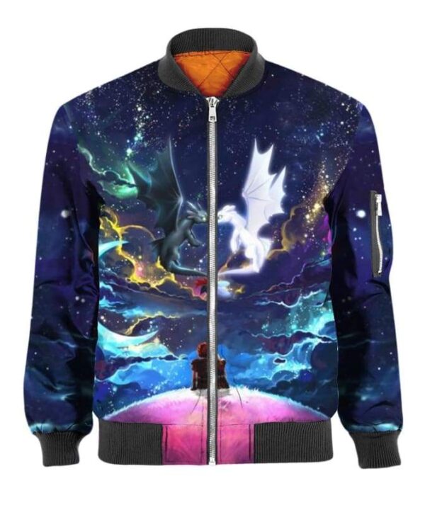Dragons Colorful Sky Night - All Over Apparel - Bomber / S - www.secrettees.com