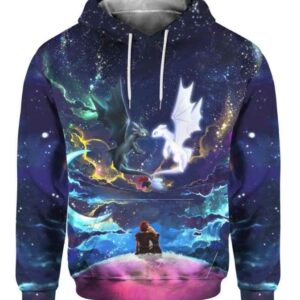 Dragons Colorful Sky Night - All Over Apparel - Hoodie / S - www.secrettees.com