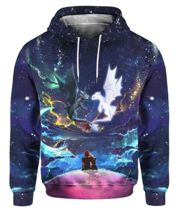 Dragons Colorful Sky Night - All Over Apparel - Hoodie / S - www.secrettees.com