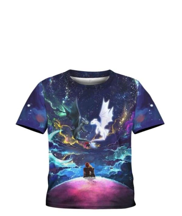 Dragons Colorful Sky Night - All Over Apparel - Kid Tee / S - www.secrettees.com