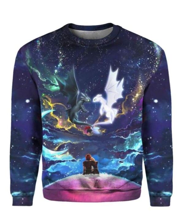 Dragons Colorful Sky Night - All Over Apparel - Sweatshirt / S - www.secrettees.com