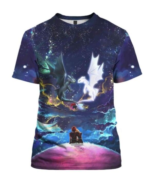 Dragons Colorful Sky Night - All Over Apparel - T-Shirt / S - www.secrettees.com