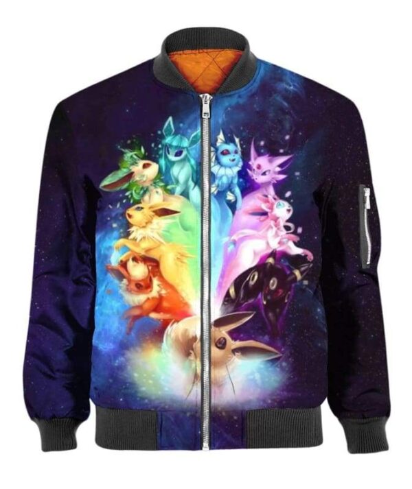 Eeveelution Rainbow - All Over Apparel - Bomber / S - www.secrettees.com